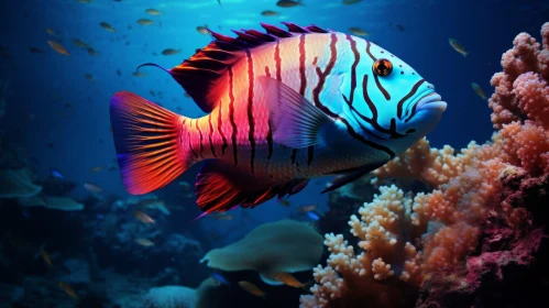 Exotic Coral Fish in Bold Chromaticity - A Junglepunk Artwork