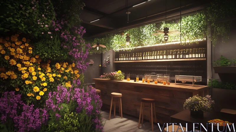 AI ART Botanical Bar Interior With Flowers