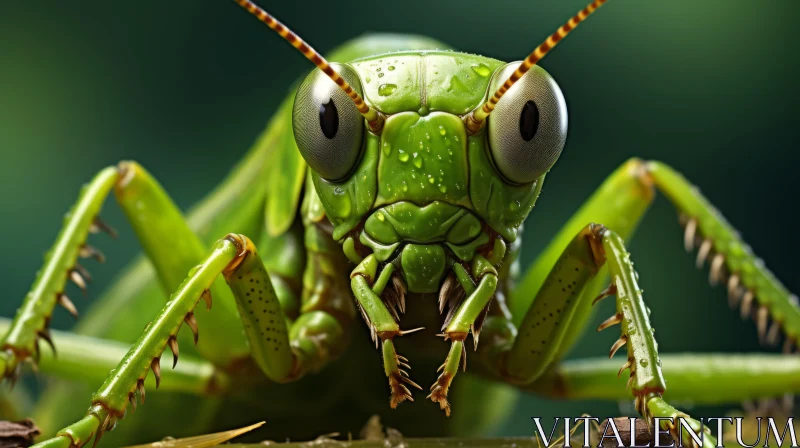 Grasshopper Close-up: A Playful Encounter with Nature AI Image