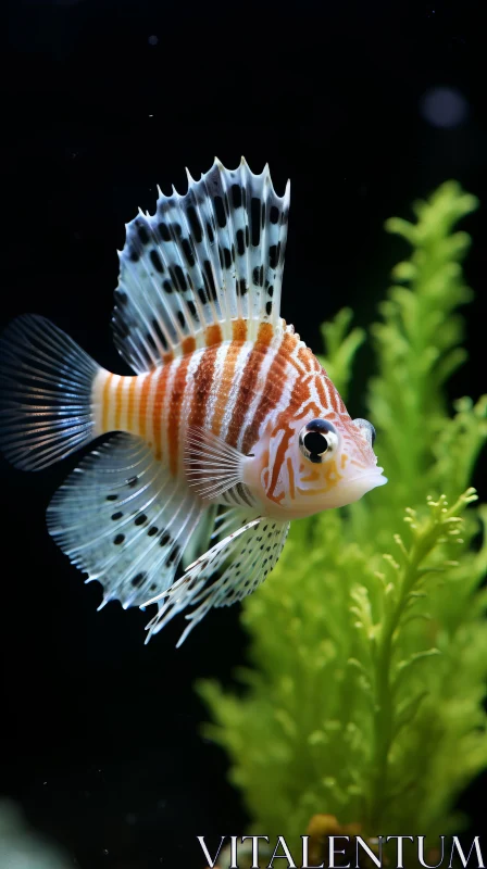 Stylish Tigerfish in Aquarium - A Display of Striped Flamboyance AI Image
