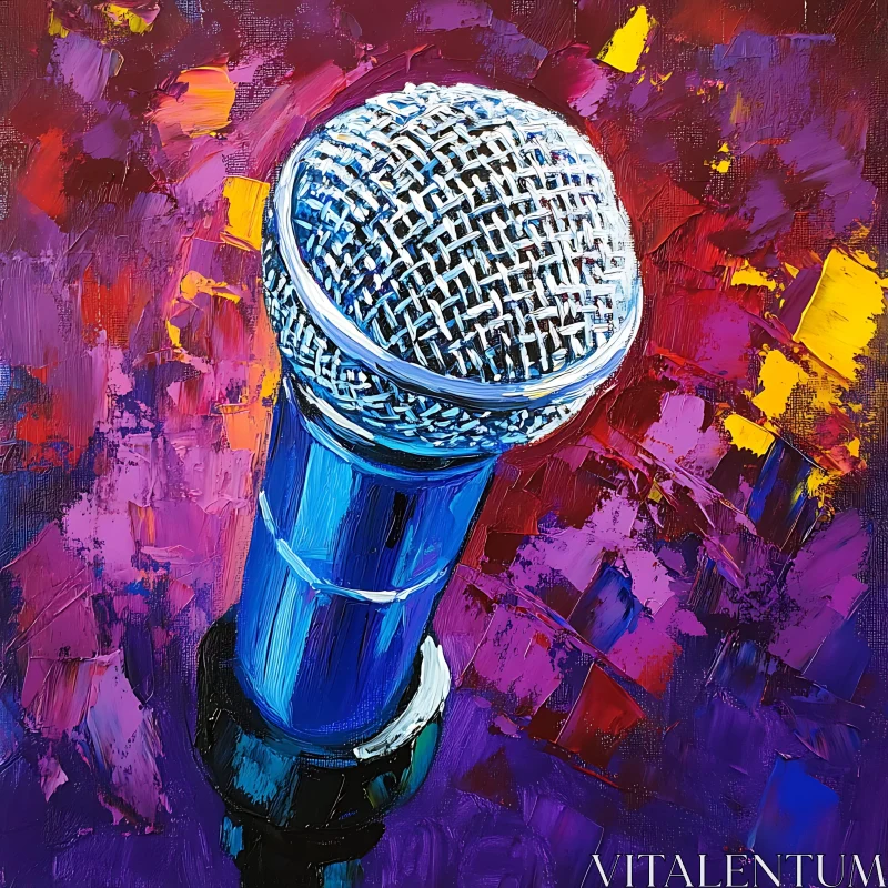 Vivid Oil Painting of Microphone AI Image