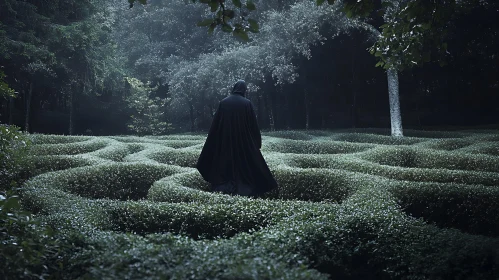 Cloaked Figure in Green Maze