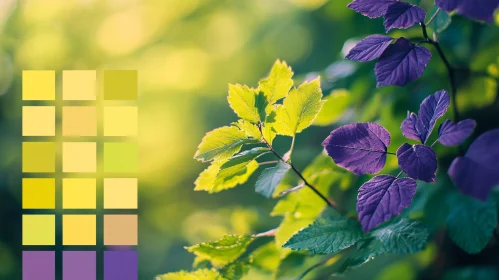 Botanical Color Palette with Green and Purple Foliage