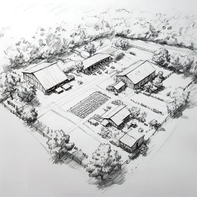 Detailed Farmhouse Sketch
