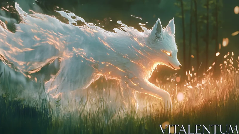 Mystical Fox with Fiery Aura AI Image