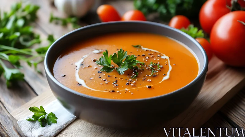 AI ART Fresh tomato soup with parsley