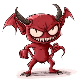 Impish Red Devil Cartoon Illustration