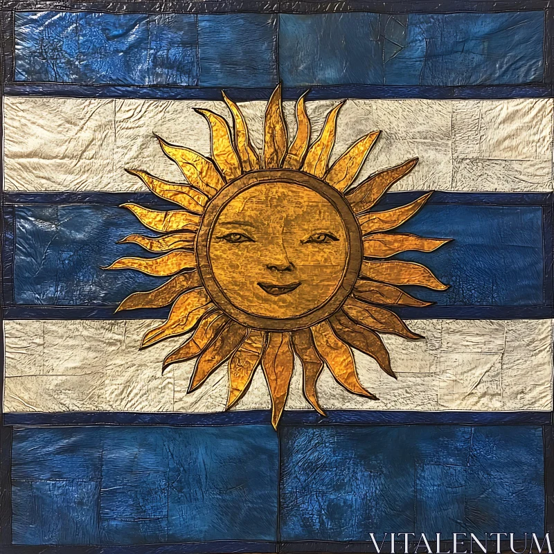 Flag with Sun Face Art AI Image