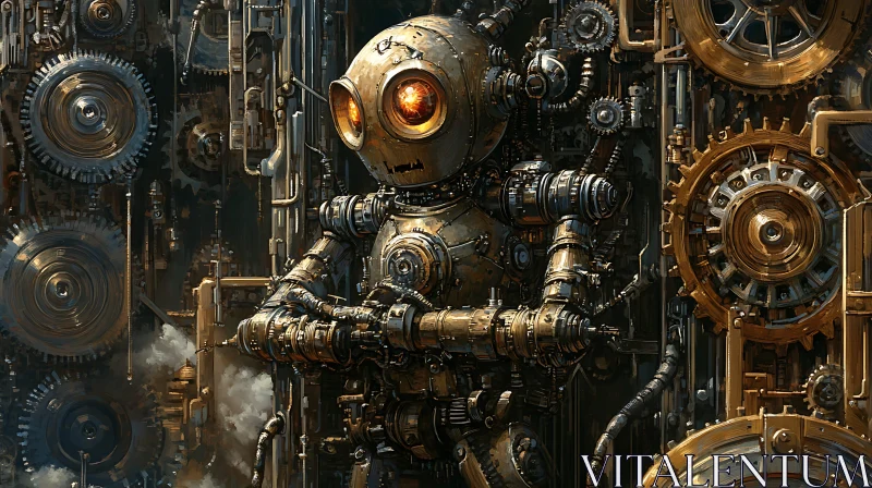 AI ART Mechanical Marvel: A Steampunk Robot Portrait