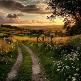 Scenic Field Path at Sunset