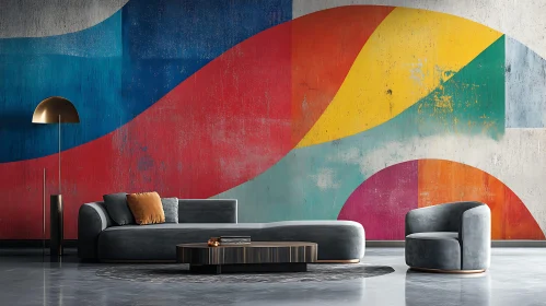 Contemporary Living Space with Colorful Art