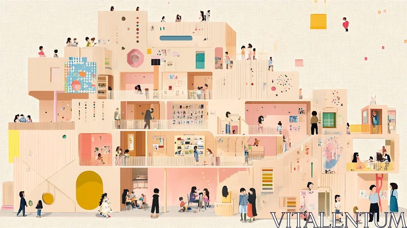 AI ART Pastel Community Building Illustration