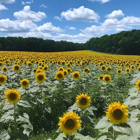 Golden Sunflowers in Summer Field