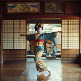 Japanese Geisha Dancing Art
