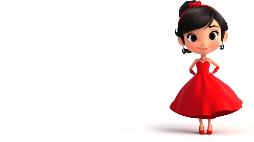 Animated Character in Red Gown