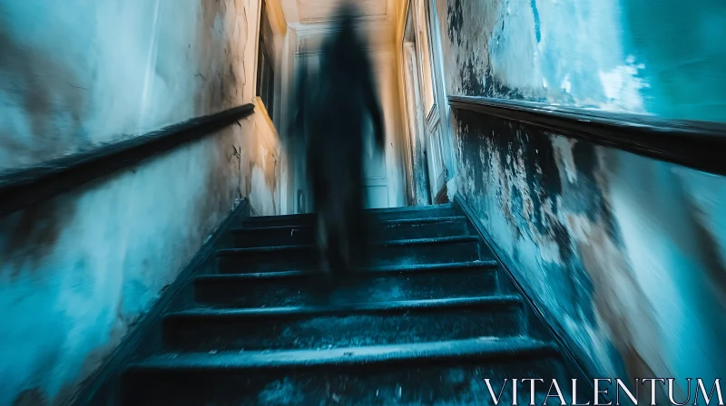 AI ART Ghostly Hallway: A Mysterious Staircase Encounter