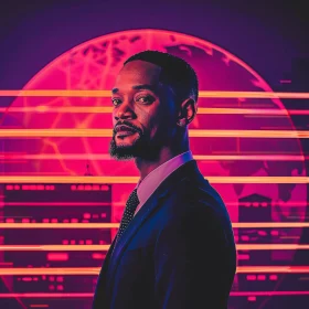 Electrifying Neon Portrait of Will Smith