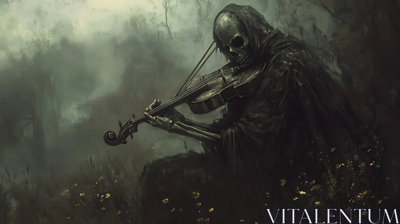 Grim Reaper's Serenade: A Dark Musical Piece AI Image