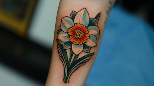 Daffodil Tattoo Art on Arm