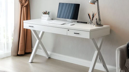 Minimalist White Desk for Home Office