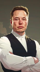 Formal Portrait of Elon Musk in Digital Art