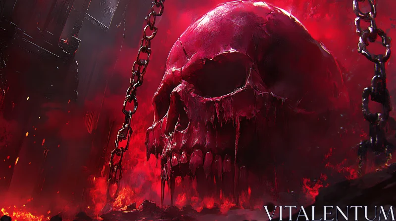 AI ART Hanging Skull with Chains