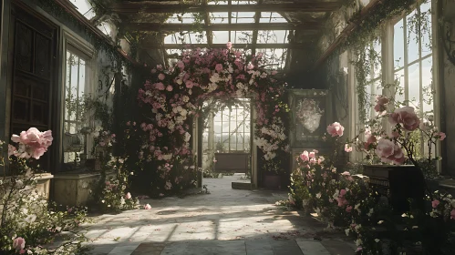 Floral Interior with Roses Archway