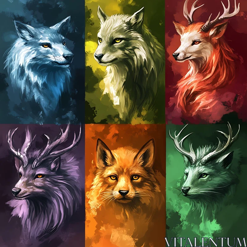 AI ART Animal Portraits in Vivid Colors