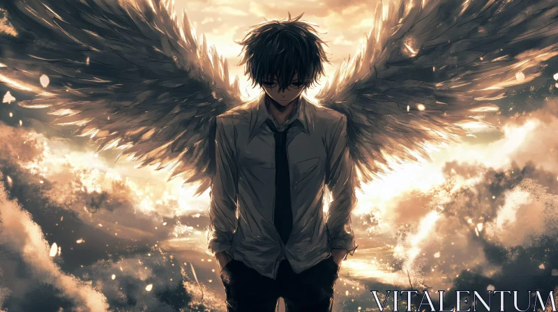 AI ART Pensive Angel Anime Character