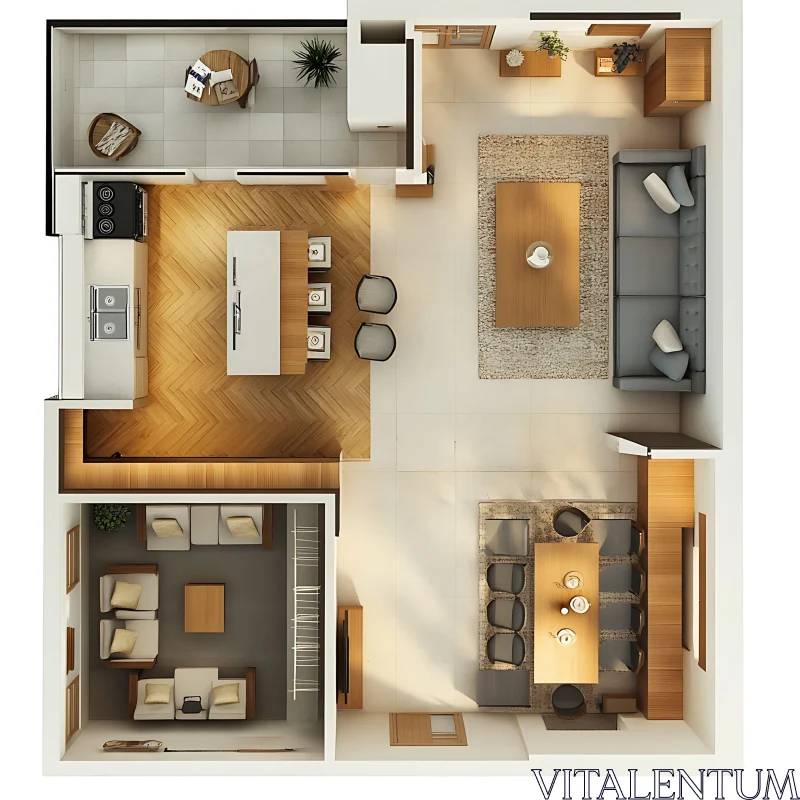 AI ART Apartment Interior Design Overhead View