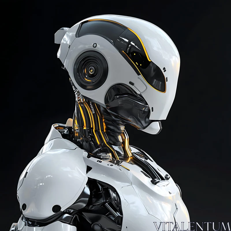 Advanced Humanoid Cyborg with Yellow Accents AI Image