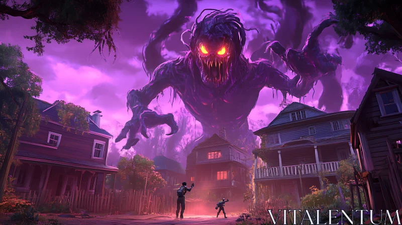 Colossal Monster in the Town AI Image