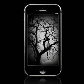 Monochrome Tree on Phone Screen