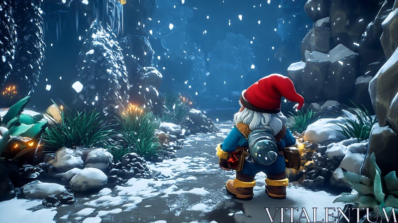 AI ART Gnome in Winter Wonderland