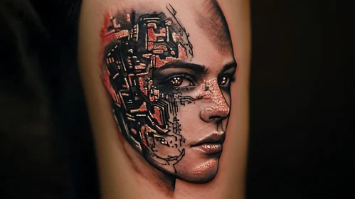 Futuristic Tattoo of Cyborg Face