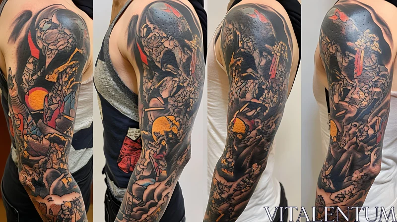 Fantasy-Inspired Full Arm Sleeve Tattoo AI Image