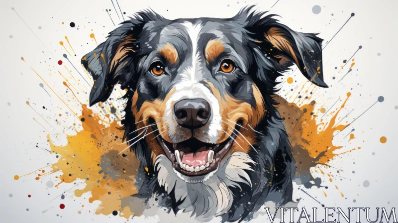 Bernese Alpine Dog in Amber and Gray Tones - Art Illustration AI Image