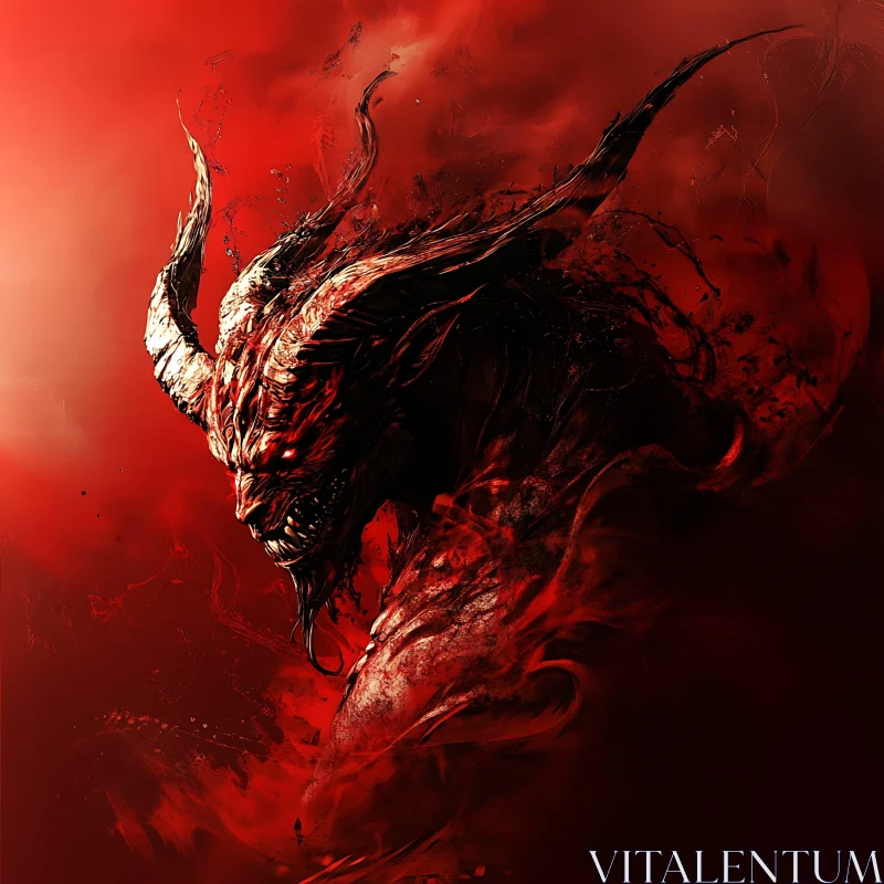 AI ART Infernal Majesty: A Demon's Portrait in Red