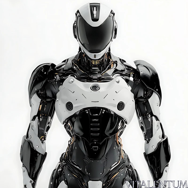 Modern Humanoid Robot in Black and White AI Image