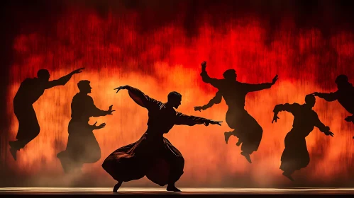 Silhouette Dancers on Red Stage