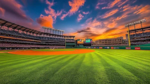 Sunset Over Baseball Field