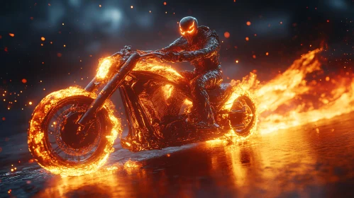 Flaming Motorcycle Rider
