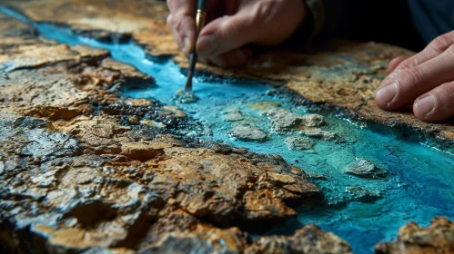Painting of a River in a Rocky Landscape | Nature Art