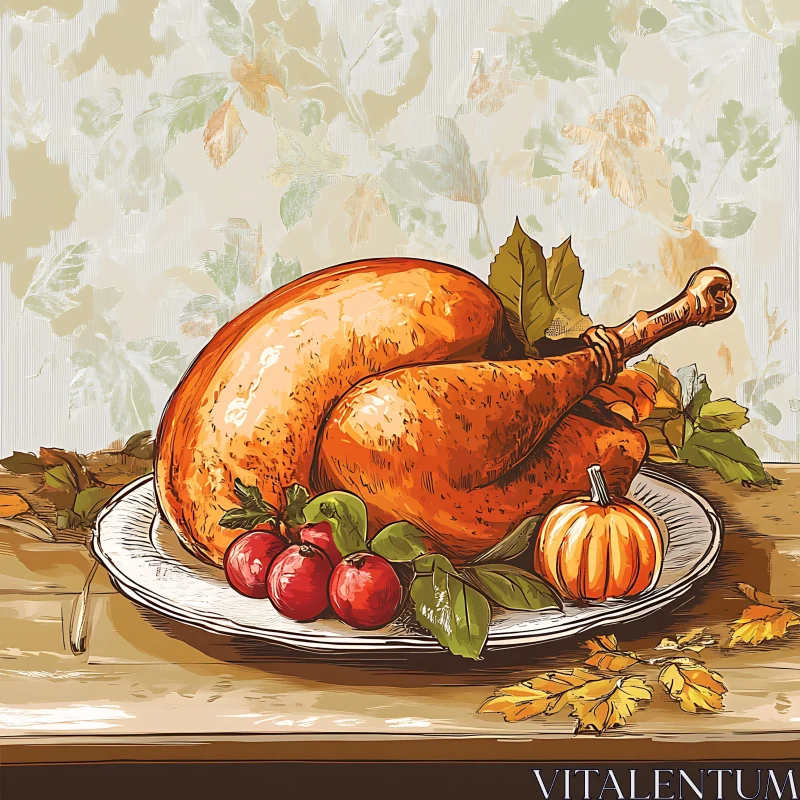 Autumn Harvest Feast: Thanksgiving Turkey AI Image