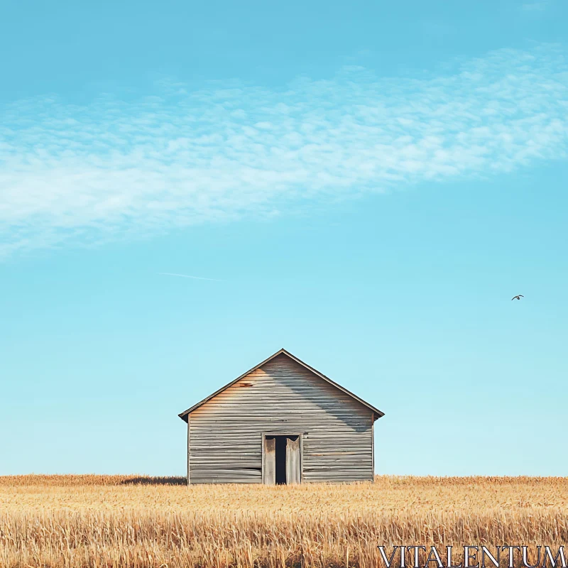 Rural Barn Landscape with Blue Sky AI Image