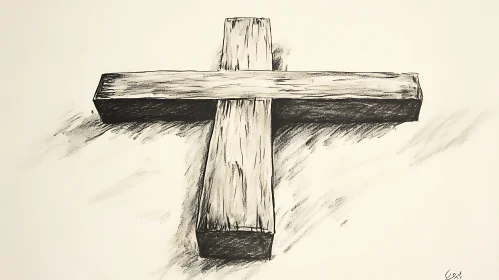 Monochrome Cross Drawing