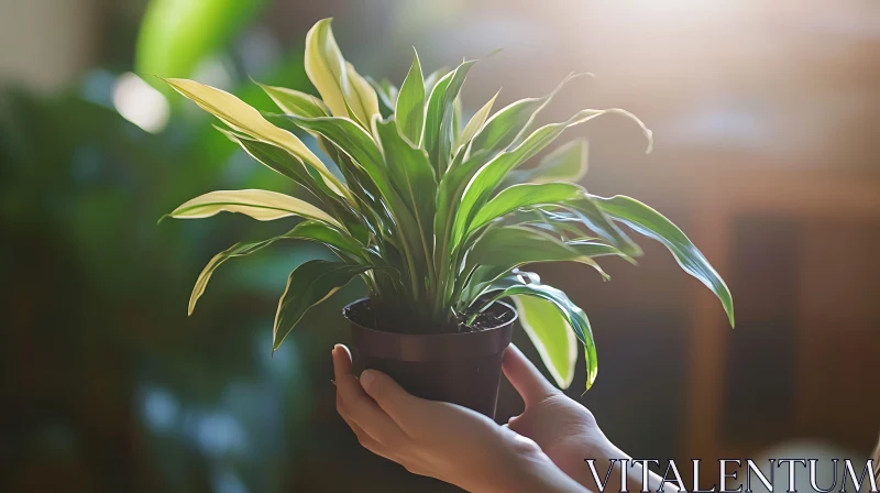 Potted Plant Held with Care AI Image