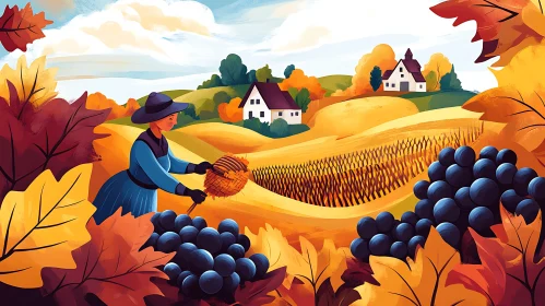 Vineyard Harvest Painting