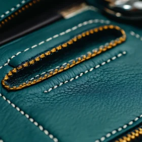 Detailed Teal Leather Stitching