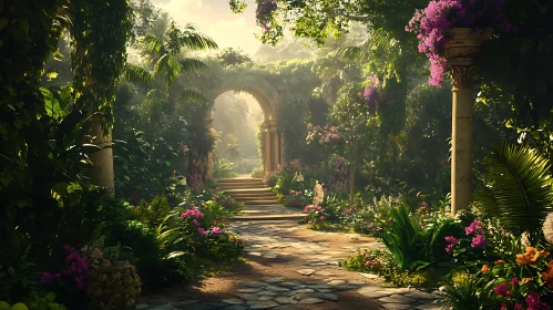 Secret Garden Pathway with Floral Arch